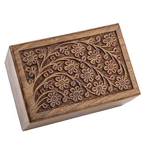 SIC Personalized Tree of Life Urn for Ashes, Engraved Rosewood Memorial | Custom engraved name & dates; iconic Tree of Life carving; sizes to X-Large; solid sheesham craftsmanship - size: Personalize