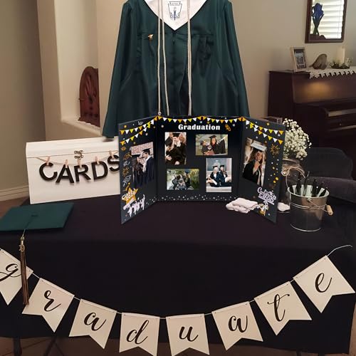 GMFrames Graduation Trifold Poster Board Picture Display Boards 2026 Grad Party Decorations Multiple Photo Table Display for Senior High School, College and University