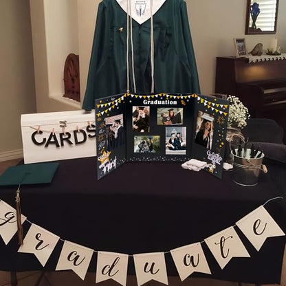 GMFrames Graduation Trifold Poster Board Picture Display Boards 2026 Grad Party Decorations Multiple Photo Table Display for Senior High School, College and University