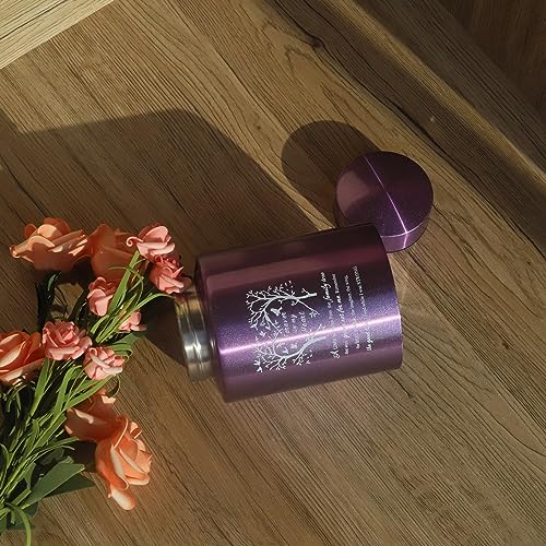 6 Inches Small Urn for Human Ashes Stainless Purple Mini Cremation Urn Small Keepsake Urn Memorial Ashes Container-Purple - size: Heart Tree-Purple