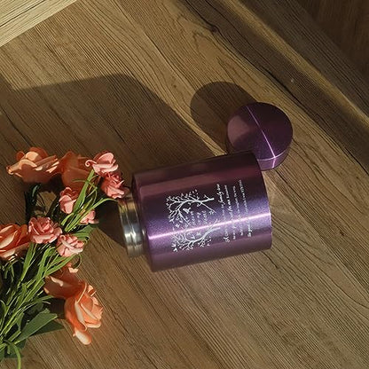 6 Inches Small Urn for Human Ashes Stainless Purple Mini Cremation Urn Small Keepsake Urn Memorial Ashes Container-Purple - size: Heart Tree-Purple