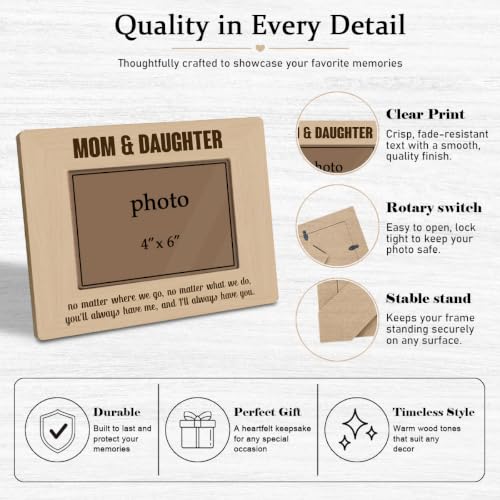 Mother Daughter Picture Frame 4x6, Mom and Daughter Wooden Farmhouse Photo Frame for Tabletop Display, Mother's Day Birthday Christmas Gift for Mom from Daughters - color: color12