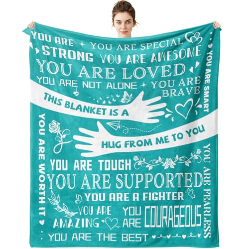 Healing Hug Blanket 60"x50", Encouragement Inspirational Thinking of You Gifts for Women, Chemotherapy Must Haves, Get Well Gifts for Women After Surgery, Teal - color: You Are-teal