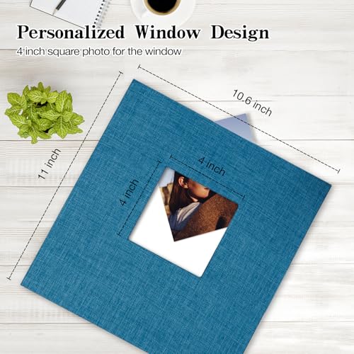potricher Self Adhesive Photo Album 40 Pages, Linen cover, Blue | Photo Album Self Adhesive 4x6 5x7 8x10 Pictures, Linen Cover DIY Scrapbook Albums for Family, Wedding, Baby, Anniversary - color: Blue, size: 11x10.6 Inches 40 Pages