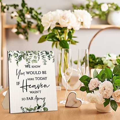 Yulejo Floral Memorial Wedding Sign Heaven Wasn't So Far Away | Tabletop Display with Stand for Ceremony Reception, Greenery Design, Loving Memory Tribute, Wooden Decor Celebration