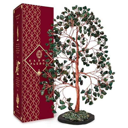 Crystal Tree of Life Birthday Gifts for Women, Men, Frineds, Handmade Green Aventurine Chakra Healing Tree for Home, Room, Office Decor, Bring Money, Positivity, Good Luck, Gifts for Mom & Dad - color: 12 Green Aventurine Slice Base 300 Beads