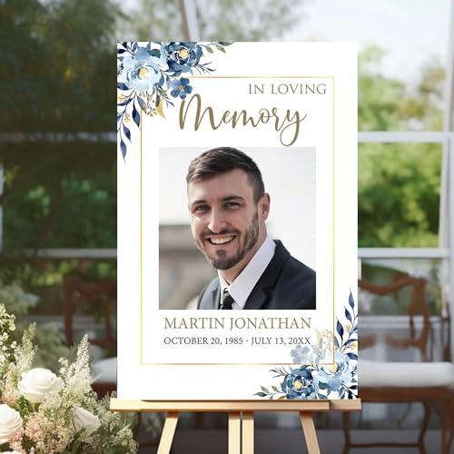 Personalized In Loving Memory Sign, Celebration of Life Sign, Funeral Welcome Sign, Memorial Sign, Funeral Program, In Loving Memory Party Decorations, Obituary Memorial Service Decor, Funeral Décor - color: Version 5