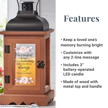 Let's Make Memories Personalized Memorial Lantern - Sympathy - Condolences - in Memory - LED Candle - Automatic Timer - Wood/Metal - Comfort & Light - style: Comfort & Light