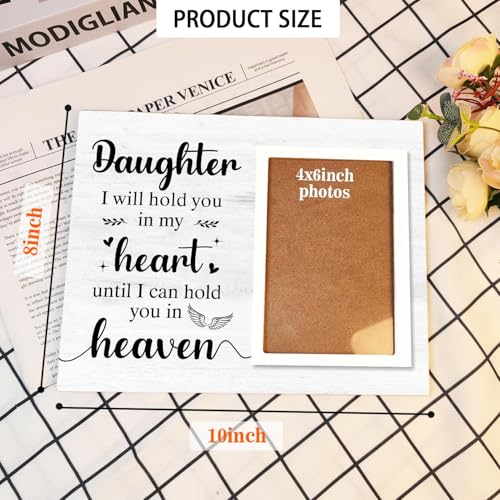 Memorial Photo Frame, Sympathy Gifts for Loss of Daughter, in My Heart, in Loving Memory Wooden Picture Frame,Passed Away Condolence Gifts for Loss of Daughter (White-Daughter 4 x 6 Photo)
