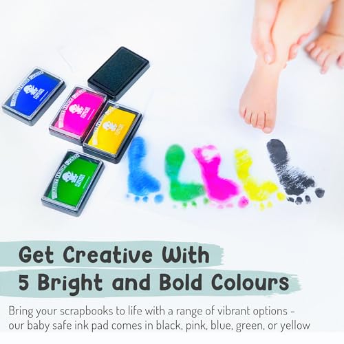 Baby Hand and Footprint Kit by Forever Fun Times | Get Hundreds of Detailed Prints with One Baby Safe Ink Pad | Easy to Clean, and Works with Any Paper or Card | Clean and Safe (Big Light Blue)