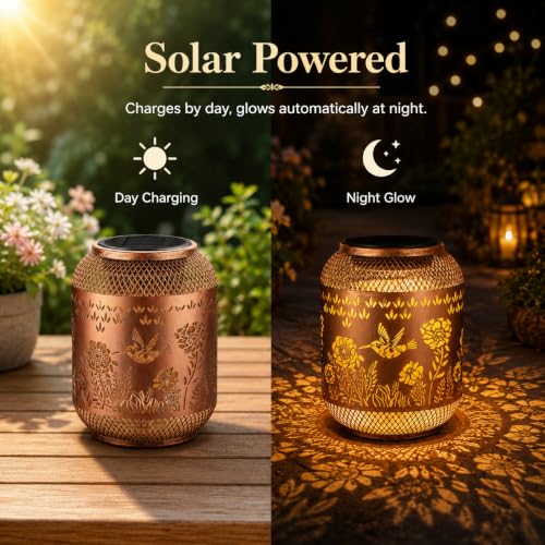 Solar Lantern Outdoor Hanging Hummingbird Solar Garden Light Gifts for mon - color: 01-Hummingbird