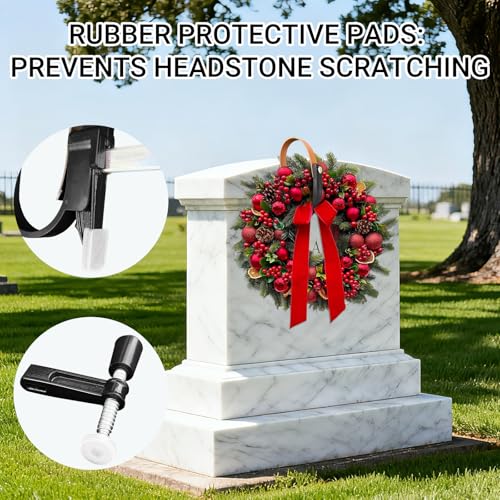 Christmas Grave Wreath Holder,Headstones Hanger,Adjustable 1-5" - 2 Pack - color: Black, size: 1 to 5 inches