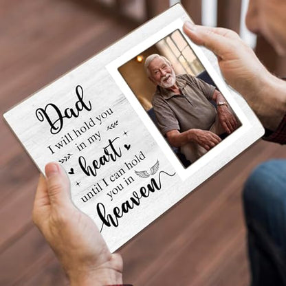 Memorial Photo Frame, Sympathy Gifts for Loss of Father, in My Heart, in Loving Memory Wooden Picture Frame, Passed Away Condolence Gifts, Fits 4x6 In Photo (White-Dad 4 x 6 Photo) - color: White-Dad
