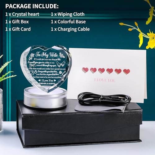 Crystal Heart Wife Gift Laser Engraved Love Message - color: Wife Gift-1