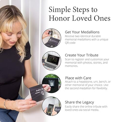 Living Legacy 2-Inch QR Code Memorial Plaque for Headstones and Gravestones - style: Serenity