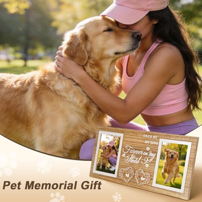 JANSHU Dogs Picture Frame Pet Dog Memorial Gifts for Loss of Dog | Wooden Double 4x6 Picture Frame with Hanging Rope, Loss of Dog Cat Sympathy Perfect Dog Remembrance Gift