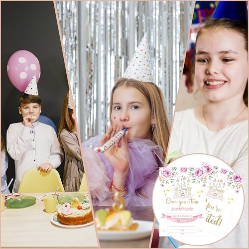 Birthday Invitations - Princess Birthday Invites with Envelopes(25-Count) - Magical Kingdom Castle Fill-in Party Invite Cards for Girls Kids Party Supplies Favors Decorations - A10 - style: Princess Magical Kingdom Castle