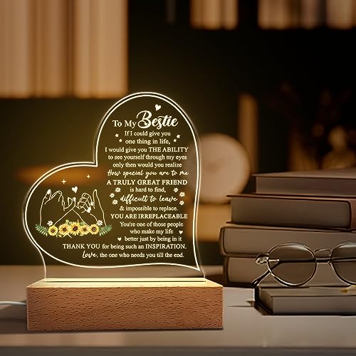 SANDJEST Night Light Gift for Best Friend Bestie Acrylic Light Lamps Gifts BFF Bestfriend Soul Sister Friendship Lights Lamp Gift for Birthday Christmas - color: Bestie