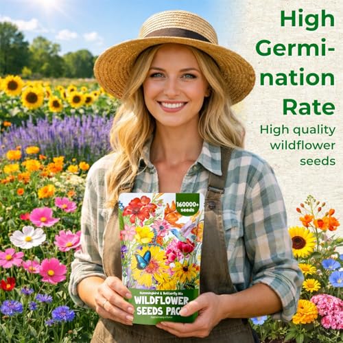 160000+ Wildflower Seeds Bulk, 13 Varieties Perennial & Annual Mix, 4oz - color: wildflower