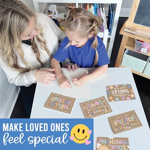 Hadley Designs Thinking of You Cards with Envelopes - 24 Hello Greeting Cards Thinking of You Card for Men & Women Bulk, Blank Encouragement Card for Kids, Just Because Cheerful Encouraging Notecards - style: Kraft Colorful