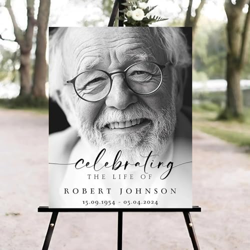 Celebration of Life Welcome Sign, Memorial Sign, Funeral Memorial Sign, in Loving Memory Sign, Celebration of Life Funeral Sign, Celebration of Life Sign, Funeral Welcome Sign with Photo #d1 - color: Version #2