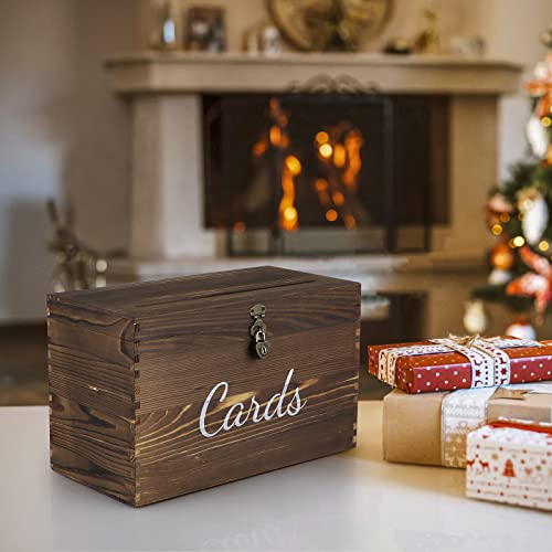 MDLUU Wood Wedding Card Box, Rustic Wedding Money Case with Lock, Envelope Holder Card Receiving Box for Reception, Birthday Party (Brown) - color: Brown