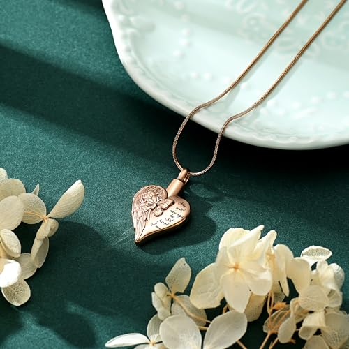 Love Heart Cremation Jewelry Urn Necklaces Butterfly Urn Necklaces for Ashes Memorial Keepsake Pendant for Women Men Gifts With Funnel Kit & Bag - color: RoseGold