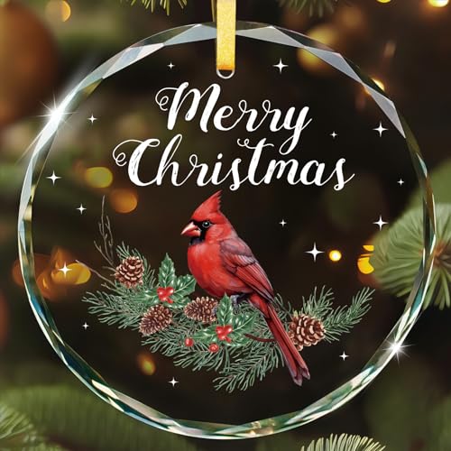WhatSign Glass Cardinal Christmas Ornament - Sympathy Memorial Ornament Gift for Loss of Loved One Keepsake for Christmas Tree Decorations