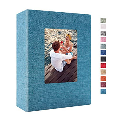 Vienrose 4x6 Photo Album,100 Pockets,Linen Cover with Window,Sky Blue | Cover Window, Acid Free Pages, Linen Hardcover, Baby Wedding Family Photos - color: Skyblue, size: 100 Pocket
