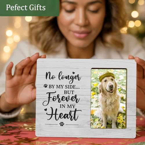 Dog Memorial Gifts Wooden Picture Frame, Loss of Dog Gifts Picture Frames, No longer by My Side Forever in My Heart - color: Paw