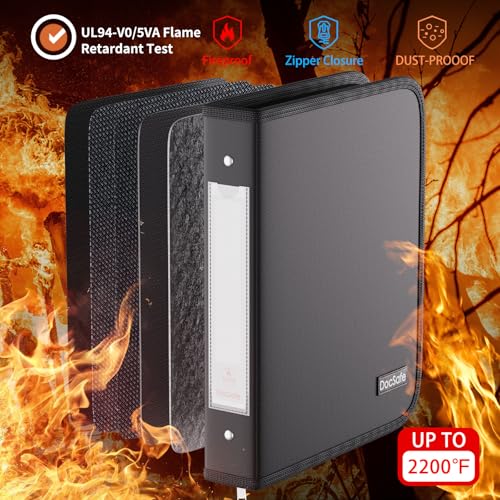 DocSafe Photo Album 4x6 400 Pockets,Fireproof Photo Book with 100 Plastic Sleeves,Large Capacity Binder Protect Family Wedding Anniversary Baby Vacation Pictures,Zipper Closure,2-Inch O-Rings,Black