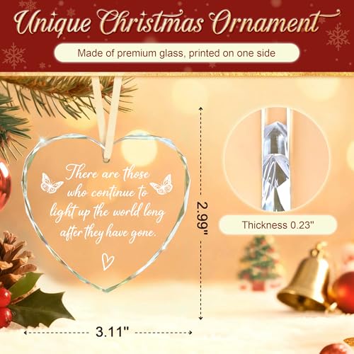 Memorial Gifts – Sympathy Gift for Loss of Loved One Heart Glass Ornament, Condolence, Remembrance In Loving Memory of Mother Father Husband Brother, Comfort Bereavement Christmas Decor Keepsake - style: Heart-There Are