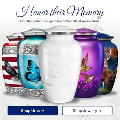 Set of 6 Custom Engraved Cremation Urns for Human Ashes Includes 1 Large Urn with 4 Small Keepsakes & 1 Silver Necklace - White Marble - color: White Marble - Custom