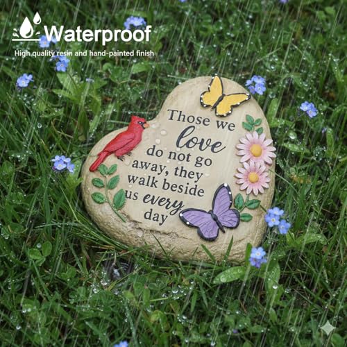 Memorial Garden Stone Cardinal Sympathy Gifts with Butterfly Flowers