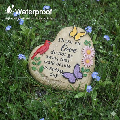 Memorial Garden Stone Cardinal Sympathy Gifts with Butterfly Flowers