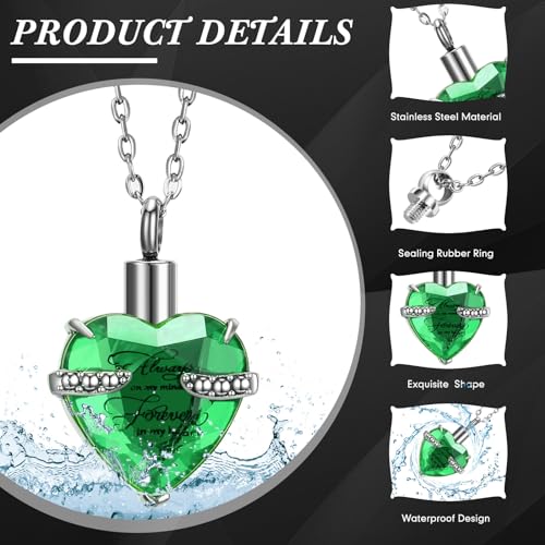 Ecation 15 Pcs Urn Necklace for Ashes Women Cremation Jewelry - color: Green