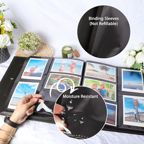 RECUTMS Photo Album 4x6 1000 Pockets Large Leather Family Photo Album Black | Extra Large Capacity, Black Page, Hold 1000 Horizontal and Vertical Photos, Anniversary Wedding Picture Book,DIY Cover Window - color: Black, size: 1000 pockets