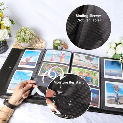 RECUTMS Photo Album 4x6 1000 Pockets Large Leather Family Photo Album Black | Extra Large Capacity, Black Page, Hold 1000 Horizontal and Vertical Photos, Anniversary Wedding Picture Book,DIY Cover Window - color: Black, size: 1000 pockets