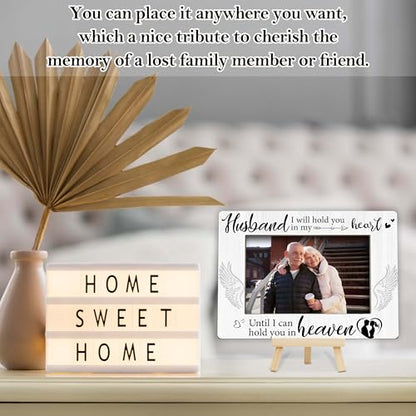 Memorial Gifts Loss of Husband, Sympathy Picture Frame, Remembrance Gifts Wooden Photo Frame with Easel, 4x6 Bereavement Picture Frame for Tabletop Display - G06 - style: Loss of Husband