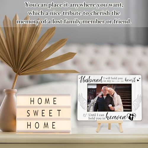 Memorial Gifts Loss of Husband, Sympathy Picture Frame, Remembrance Gifts Wooden Photo Frame with Easel, 4x6 Bereavement Picture Frame for Tabletop Display - G06 - style: Loss of Husband