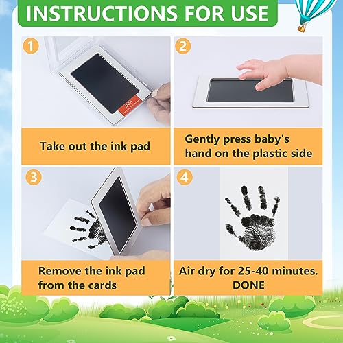 Jazb 6-Pack Newborn Baby Inkless Hand and Footprint Kit, Ink Pad Paw Print kit for Dogs, Dog Nose Print Kit, Dog Paw Print Kit - Baby Footprint Kit with Clean-Touch, 12 Imprint Cards (Jet Black)