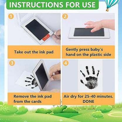 Jazb 6-Pack Newborn Baby Inkless Hand and Footprint Kit, Ink Pad Paw Print kit for Dogs, Dog Nose Print Kit, Dog Paw Print Kit - Baby Footprint Kit with Clean-Touch, 12 Imprint Cards (Jet Black)