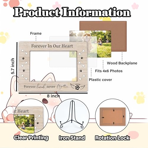 YSTEP Dog Memorial Picture Frame, Pet Loss Gift, Memorial Sympathy & Bereavement Gifts for Loss of Dogs, Pet Memorial Frame, Dog Wooden Photo Frames 4x6 In -G06 - style: Style 6