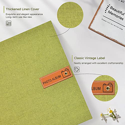 Popotop Large Photo Album Self Adhesive 4x6 5x7 8x10 Scrapbook Album DIY Picture Book,Gifts for Mom,Family Baby and Wedding,with Metal Pen and Plastic Board - color: Matcha green, size: 11.5"x10.6"40pages