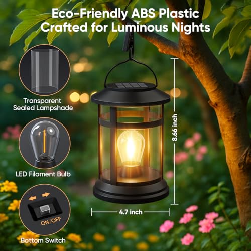Solar Lanterns Outdoor Waterproof: 6 Pack Hanging Solar Lights for Porch - size: 6 Pack