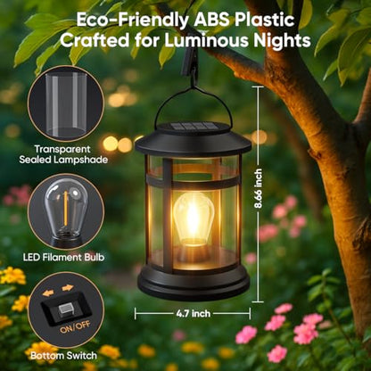 Solar Lanterns Outdoor Waterproof: 6 Pack Hanging Solar Lights for Porch - size: 6 Pack