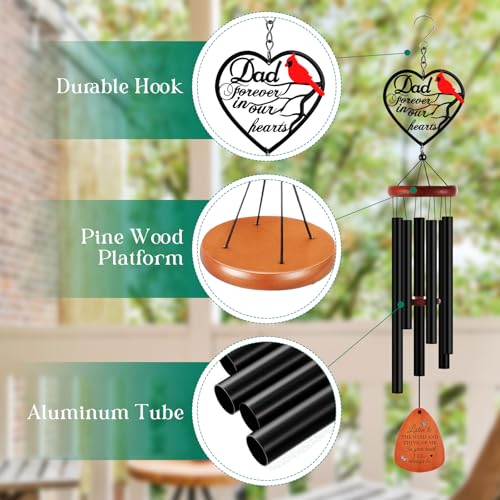Kathfly Cardinal Wind Chimes for Loss of Loved One, 28" Memorial Wind Chimes for Outside, Cardinal Sympathy Bereavement Condolence Funeral Windchime Gifts for Loss of Father Dad Him - style: Memorial Dad