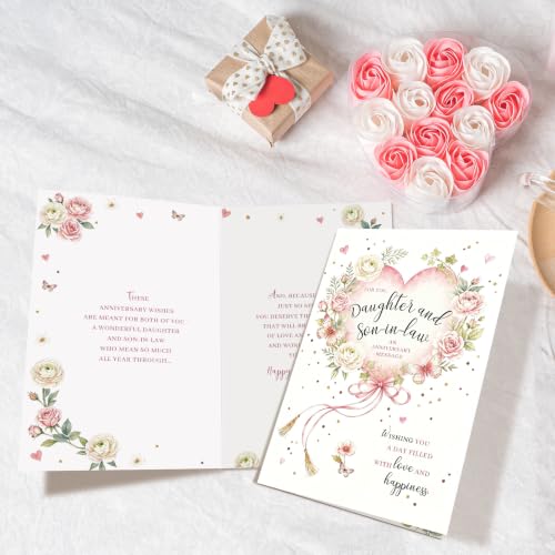 Heartfelt Anniversary Card for Daughter and Son in Law, Sweet Daughter and Son in Law Wedding Anniversary Card from Parents - color: Daughter and Son in Law Anniversary