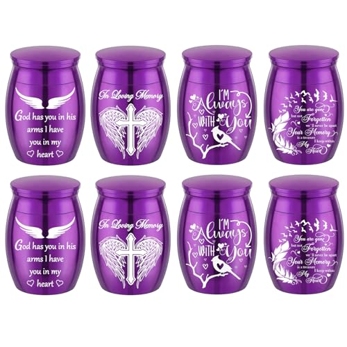 Color Small Urns for Ashes - Set of 8，Aluminium Mini Urns, Cremation Urns for Human/Pet Ashes, Ashes Holder, Small Keepsake urns-Memorial Urn (8Pcs-Purple) - color: 8pcs-purple