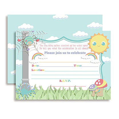 Amanda Creation Itsy Bitsy Spider Themed Birthday Party Fill In Invitations set of 20 with envelopes - style: Itsy Bitsy Spider
